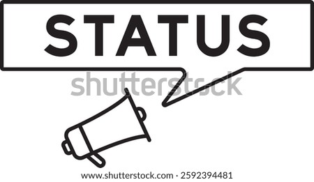 Megaphone icon with speech bubble in word status on white background