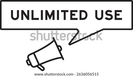 Megaphone icon with speech bubble in word unlimited use on white background