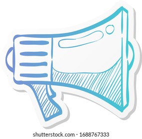 Megaphone icon in sticker color style. Loudspeaker scream demonstration propaganda
