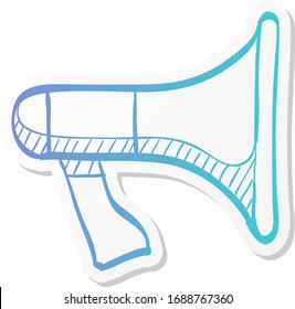Megaphone icon in sticker color style. Loudspeaker scream demonstration propaganda