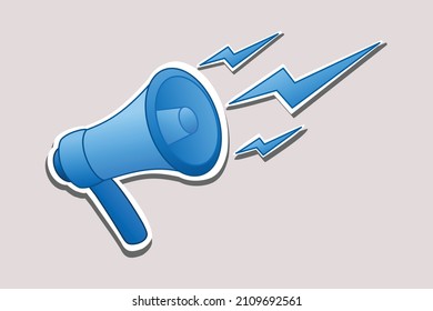 Megaphone icon in style stickers. Illustration of attention seeking announcement for promotion