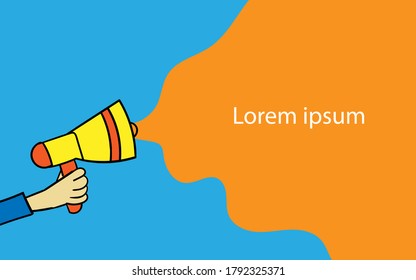 Megaphone icon symbol doodle hand drawn  style with bubble speech,   marketing business concept with megaphone for your promotion, banner, sale, information. vector illustration eps 10 easy to edit. 