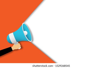 Megaphone icon symbol paper art style,  Digital marketing business concept with megaphone and space for your text. Megaphone business concept for your promotion, banner, sale, information. vector