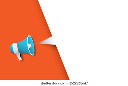 Megaphone icon symbol paper art style,  Digital marketing business concept with megaphone and space for your text. Megaphone business concept for your promotion, banner, sale, information. vector