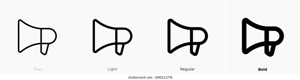 megaphone icon. Thin, Light Regular And Bold style design isolated on white background