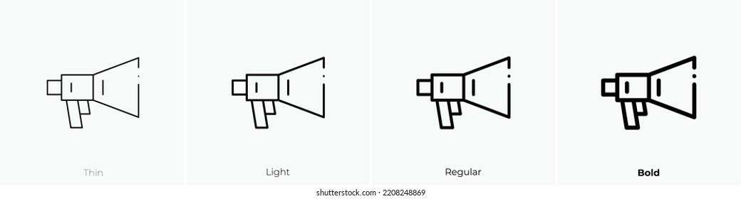icono del megáfono. Diseño delgado, ligero y audaz aislado en un fondo blanco
