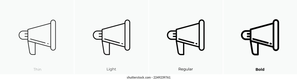 megaphone icon. Thin, Light Regular And Bold style design isolated on white background