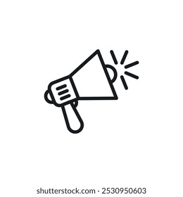 Megaphon-Symbol Dünne Linie, flache Illustration