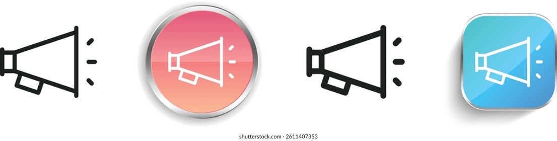 megaphone icon. Thin Linear, Regular and Button Style Design Isolated On White Background