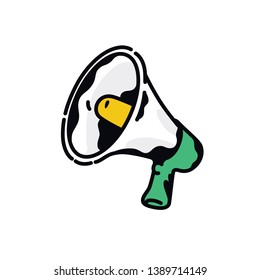 Megaphone icon. Vector. An illustration of an advertising speaker. Cartoon sign, symbol.