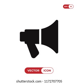 Megaphone icon vector illustration. Announcement symbol. Loudspeaker pictogram, flat vector sign isolated on white background. Simple vector illustration for graphic and web design.