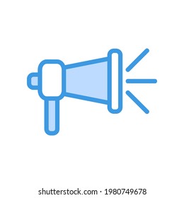 Icono Megáfono en azul sobre multimedia para cualquier proyecto, uso para presentación de aplicaciones móviles en sitios web