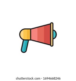 Megaphone Icon Vektorillustration Illustration gefüllt Umriss Stil Design. einzeln auf weißem Hintergrund