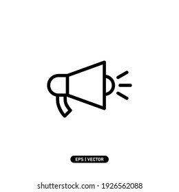 Plantilla del logotipo de la ilustración del vector del icono Megaphone para muchos fines. Aislado sobre fondo blanco.