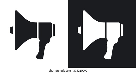 Megaphone icon, vector illustration. Two-tone version on black and white background