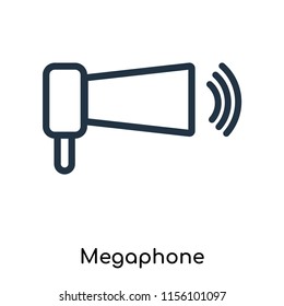 Megaphone icon vector isolated on white background, Megaphone transparent sign , thin symbols or lined elements in outline style