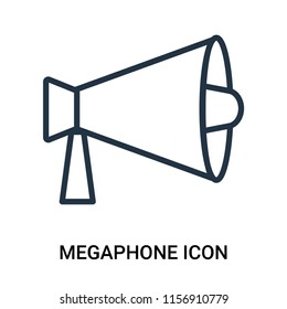 Megaphone icon vector isolated on white background, Megaphone transparent sign , outline linear symbol or thin lined pictogram