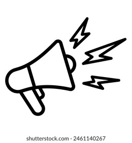 Megaphone Icon Vektorgrafik Logo Design mit Sound, lineares Icon. Werbung und Vertrieb. Vektorillustration.