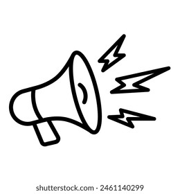 Megaphone Icon Vektorgrafik Logo Design mit Sound, lineares Icon. Werbung und Vertrieb. Vektorillustration.