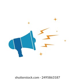 Megaphone Icon Vector Logo Design with sound, linear icon. Advertising and distribution. Vector Illustration.
