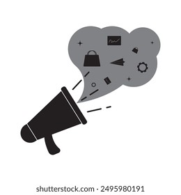 Megaphone Icon Vector Logo Design with sound, linear icon. Advertising and distribution. Vector Illustration.