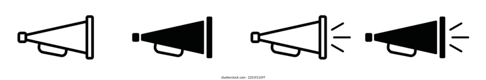 Vector de icono Megáfono. Icono megáfono del altavoz. Megáfono eléctrico con sonido en contorno y estilo plano para aplicaciones y sitios web, ilustración de símbolo