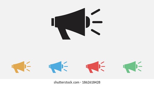 Megaphone icon vector loudspeaker sign,. Loudspeaker icon. Megaphone sign. Announcement symbol. Set of colorful flat design icons