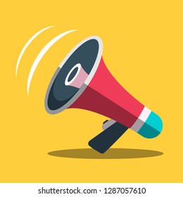 Megaphone Icon. Vector Loudspeaker Symbol on Yellow Background.