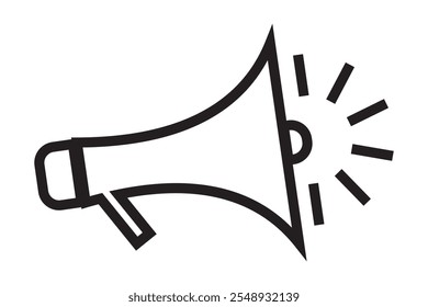 Vector del icono del megáfono y símbolo del megáfono del altavoz sobre fondo blanco.