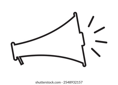 Vector del icono del megáfono y símbolo del megáfono del altavoz sobre fondo blanco.
