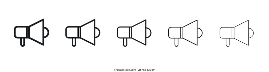 Signo de ilustración de conjunto de esquema de Vector de icono de megáfono