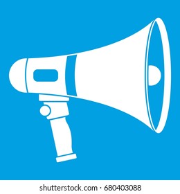 Megaphone icon white isolated on blue background vector illustration