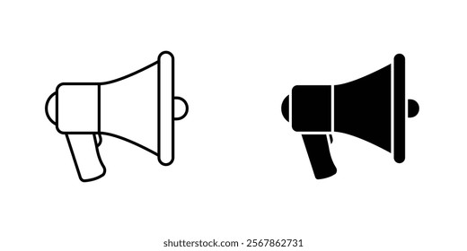 Megaphone icons collection in Filled flat and thin line style.