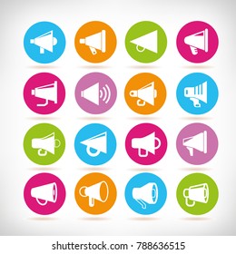 megaphone icons in color buttons