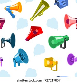 Megaphone icons communication tool vector illustration seamless pattern background