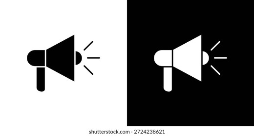 Concepto de Vector plano de iconos de megáfono. Ilustraciones en blanco y negro