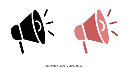 Megaphone icons pack in black and colored version