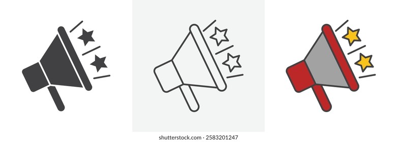 Megaphone icons pack for website designs