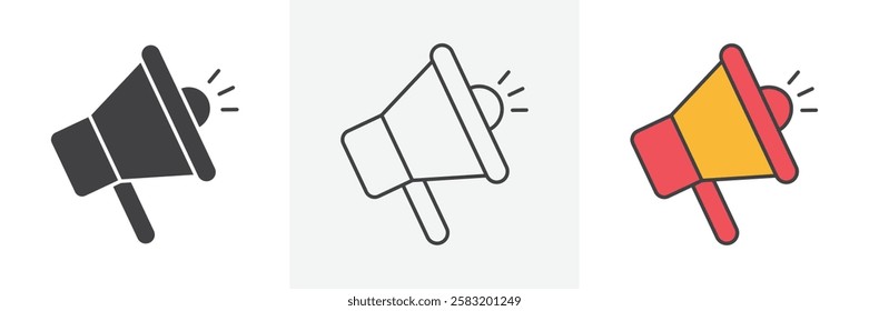 Megaphone icons pack for website designs