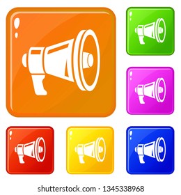 Megaphone icons set collection vector 6 color isolated on white background