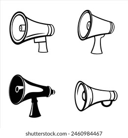 Megaphone icons set. Electric megaphone symbol with sound. Loudspeaker megaphone icon collection. Advertising concept. Flat style - stock vector