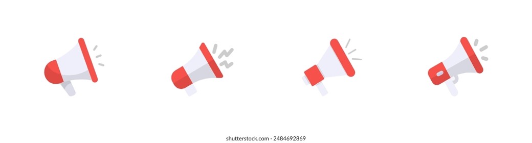 Megaphone icons set. Electric megaphone symbol with sound. Loudspeaker megaphone icon collection. Advertising concept. Vector Illustration. Vector Graphic. EPS 10