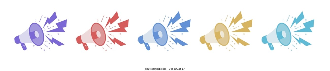 Megaphone icons set. Loudspeaker icon collection. Announcement speaker. Vector illustration.