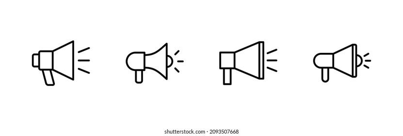 Megaphone icons set. Loudspeaker sign and symbol