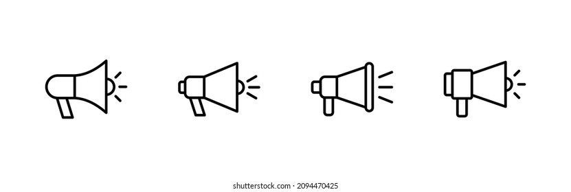 Megaphone icons set. Loudspeaker sign and symbol