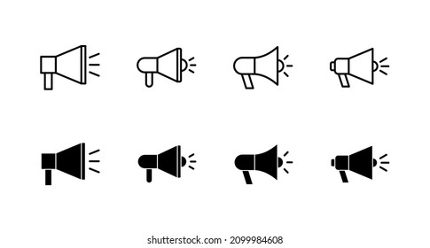 Megaphone icons set. Loudspeaker sign and symbol
