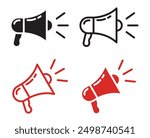 Megaphone icons set. Loudspeaker megaphone vector icons. Advertising concept. Megaphone icon, loud speaker icon. Set of announcement icons.