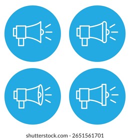 Megaphone icons set. Loudspeaker megaphone vector icons. Advertising concept. Megaphone icon, loud speaker icon. Set of announcement icons.  Advertising and business promotion symbol. 