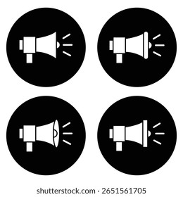 Megaphone icons set. Loudspeaker megaphone vector icons. Advertising concept. Megaphone icon, loud speaker icon. Set of announcement icons.  Advertising and business promotion symbol. 