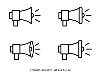 Megaphone icons set. Loudspeaker megaphone vector icons. Advertising concept. Megaphone icon, loud speaker icon. Set of announcement icons.  Advertising and business promotion symbol. 